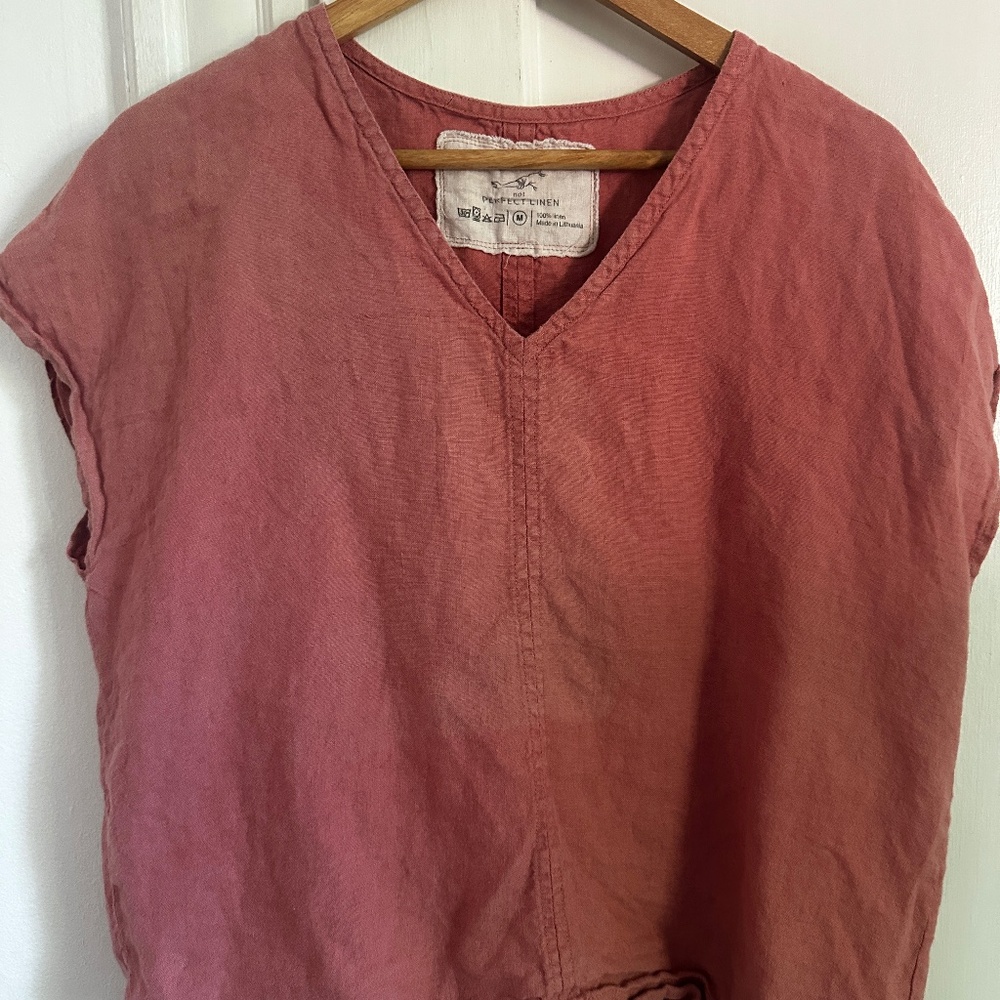 NotPERFECTLINEN pink sleeveless blouse